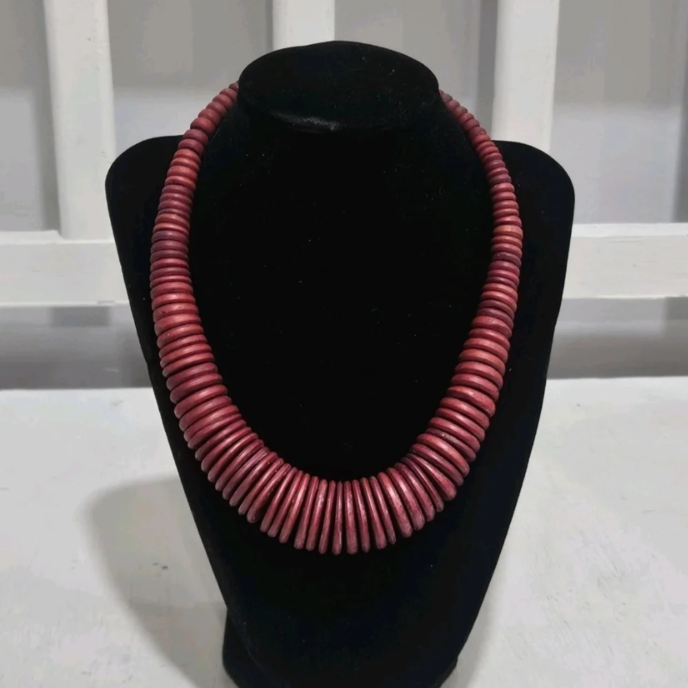 Handcrafted Red Disc Bead Necklace - Women Jewelry